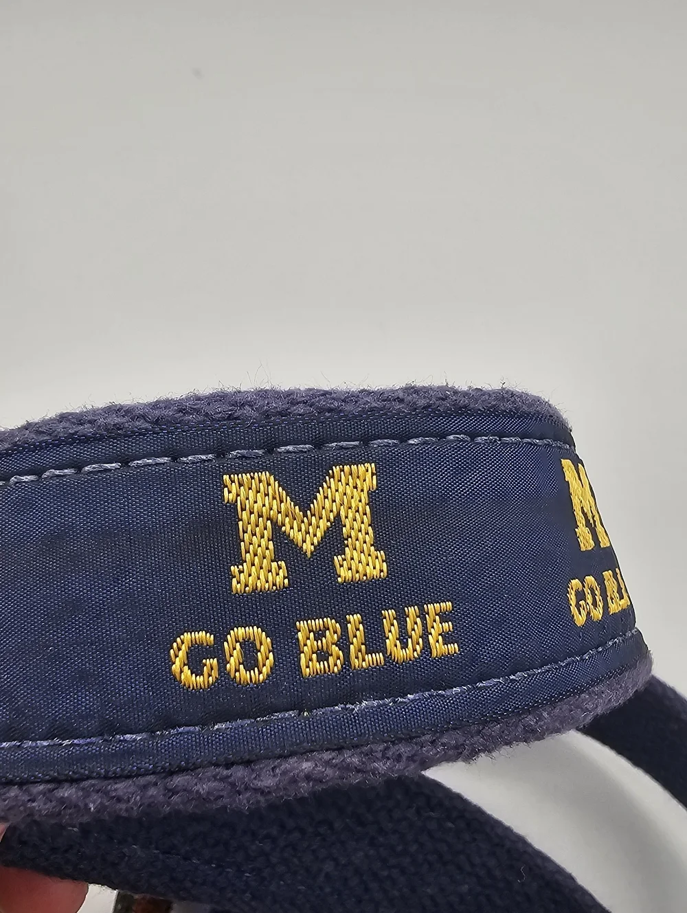 University Michigan Wolverines Belt Leather Mens 38 Handmade Solid Brass Blue